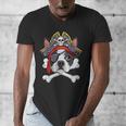 Boston Terrier Pirate T Shirt Jolly Roger Crossbones Skull Men's V-Neck T-Shirt, funny design