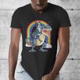 Boston Terrier Riding Dinosaur T-Rex Boys Kids Rainbow Men's V-Neck T-Shirt, Boston Terrier Riding Gifts, funny design