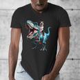 Boston Terrier Riding T-Rex Dinosaur Dog Lover Men's V-Neck T-Shirt, Boston Terrier Riding Gifts, funny design