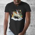 Boston Terrier Riding Unicorn Boys Girls Kids Rainbow Men's V-Neck T-Shirt, Boston Terrier Riding Gifts, funny design