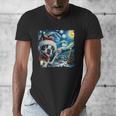 Boston Terrier Santa Starry Night Van Gogh Christmas Dog Men Women Kids Men's V-Neck T-Shirt, Boston Terrier Christmas Gifts, funny design