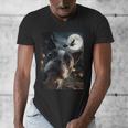 Boston Terrier Selfie Full Moon Flying Witch Halloween Dog Men's V-Neck T-Shirt, Boston Terrier Halloween Gifts, funny design