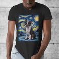 Boston Terrier Van Gogh Starry Night Men's V-Neck T-Shirt, funny design
