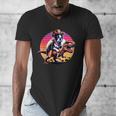 Boston Terrier Wearing A Cowboy Hat On T-Rex Men's V-Neck T-Shirt, funny design