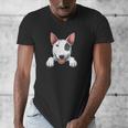 Bull Terrier Pocket Bull Terrier Peeking Out Pocket Men's V-Neck T-Shirt, funny design