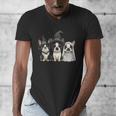 Cute Halloween Boston Terrier Dogs Witch Hat Ghost Dog For Men Women Kids Men's V-Neck T-Shirt, Boston Terrier Ghost Gifts, Boston Terrier Halloween Gifts, funny design