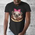 Cute Pug Shirt Donut Girls Dog Men's V-Neck T-Shirt, funny design