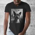 Dog Mom Dad Alien Selfie Boston Terrier UFO For Men Women Men's V-Neck T-Shirt, Couple Gifts, Mom Gifts, Boston Terrier Dad Gifts, Boston Terrier Mom Gifts, funny design