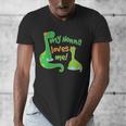 Kids My Nonna Loves Me Dinosaur Grandson Men's V-Neck T-Shirt, funny design
