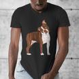 Red Boston Terrier Dog Men's V-Neck T-Shirt, funny design