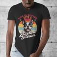 Retro Life Is Better With Boston Terrier Mom Dog Lover Men's V-Neck T-Shirt, Couple Gifts, Mom Gifts, Boston Terrier Mom Gifts, funny design
