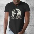 Scary Halloween Cat Costume Retro Cat Moon For Men Women Kids Men's V-Neck T-Shirt, funny design