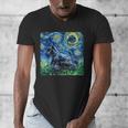 Scottish Terrier Starry Night Scotty Dog Art By Aja Men's V-Neck T-Shirt, funny design