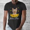 Sunflower Yorkie Mom Dog Lover Men's V-Neck T-Shirt, Couple Gifts, Mom Gifts, funny design