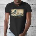 Surfing Boston Terrier Kanagawa Wave Japanese Dog For Men Women Kids Men's V-Neck T-Shirt, funny design