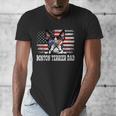 Vintage Boston Terrier Dad American Flag Father's Day Men's V-Neck T-Shirt, Couple Gifts, Boston Terrier Dad Gifts, American Boston Terrier Gifts, funny design