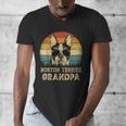 Vintage Boston Terrier Grandpa Dog Lovers Father's Day Men's V-Neck T-Shirt, funny design