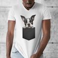 Boston Terrier Dog Puppy Dog In Pocket Cute Pet Lover Men's V-Neck T-Shirt, funny design