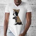 Boston Terrier Lover I Love Mom Tattoo Leopard Men's V-Neck T-Shirt, Couple Gifts, Mom Gifts, Boston Terrier Mom Gifts, funny design