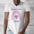 Boston Terrier Mama Cute Rainbow Paw Heart Shape Men's V-Neck T-Shirt, funny design