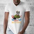 Boston Terrier Merry Christmas Tree Lights Dog X-Mas Dogs Men's V-Neck T-Shirt, Boston Terrier Christmas Gifts, funny design