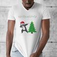Boston Terrier Santa Hat Dabbing Around The Christmas Tree Men's V-Neck T-Shirt, Boston Terrier Christmas Gifts, funny design