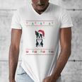 Boston Terrier Wearing Santa Hat Ugly Xmas Dog Lovers Men's V-Neck T-Shirt, funny design