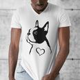 I Love My Boston Terrier Dog With Heart Men's V-Neck T-Shirt, funny design