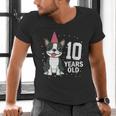 10 Years Old Birthday Boston Terrier Dog Lover 10th Party For Men Women Kids Men's V-Neck T-Shirt, gift for family, gift for coworker