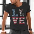 4th Of July Decor Patriotic LOVE Boston Terrier USA Flag Men's V-Neck T-Shirt, Patriotic Boston Terrier Shirts, Boston Terrier 4th Of July Shirts, gift for family, gift for coworker