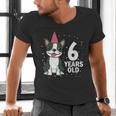 6 Years Old Birthday Boston Terrier Dog Lover 6th Party Kid Men's V-Neck T-Shirt, gift for family, gift for coworker