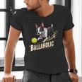 Ballaholic Boston Terrier Dog Chasing Bostie Ball Men's V-Neck T-Shirt, gift for family, gift for coworker