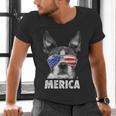 Boston Terrier 4th Of July Merica Men Women USA Flag Vintage Men's V-Neck T-Shirt, Boston Terrier 4th Of July Shirts, gift for family, gift for coworker