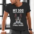 Boston Terrier American Gentleman Dog Lover I'm Well Trained Men's V-Neck T-Shirt, American Boston Terrier Shirts, gift for family, gift for coworker