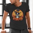 Boston Terrier Bostie Dog Breed Pet Halloween Pumpkins Men's V-Neck T-Shirt, Boston Terrier Halloween Shirts, gift for family, gift for coworker