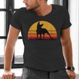 Boston Terrier Bostie Sunset Retro Dog Pet Mom Dad Men's V-Neck T-Shirt, Boston Terrier Dad Shirts, Boston Terrier Mom Shirts, gift for family, gift for coworker