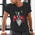 Boston Terrier Boxing Men's V-Neck T-Shirt, gift for family, gift for coworker