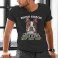 Boston Terrier Brindle Dog Professional Human Trainer Men's V-Neck T-Shirt, gift for family, gift for coworker