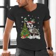 Boston Terrier Christmas Tree Lights Santa Hat Men's V-Neck T-Shirt, Boston Terrier Christmas Shirts, gift for family, gift for coworker