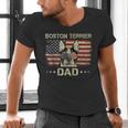 Boston Terrier Dad Dog Lovers American Flag 4th Of July For Women Men Men's V-Neck T-Shirt, Boston Terrier Dad Shirts, American Boston Terrier Shirts, Boston Terrier 4th Of July Shirts, gift for family, gift for coworker