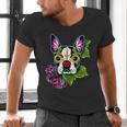 Boston Terrier In Day Of The Dead Sugar Skull Dog Men's V-Neck T-Shirt, gift for family, gift for coworker