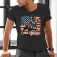 Boston Terrier Dog 4th Of July USA American Flag Patriotic Men's V-Neck T-Shirt, Patriotic Boston Terrier Shirts, American Boston Terrier Shirts, Boston Terrier 4th Of July Shirts, gift for family, gift for coworker