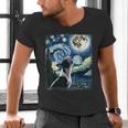Boston Terrier Dog Art Van Gogh Starry Night Boston Terrier Men's V-Neck T-Shirt, gift for family, gift for coworker