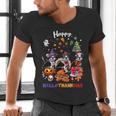 Boston Terrier Dog Christmas Happy Hallothankmas Halloween For Men Women Kids Men's V-Neck T-Shirt, Boston Terrier Halloween Shirts, Boston Terrier Christmas Shirts, gift for family, gift for coworker