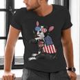 Boston Terrier Dog Merica 4th Of July Usa American Flag Men Men's V-Neck T-Shirt, American Boston Terrier Shirts, Boston Terrier 4th Of July Shirts, gift for family, gift for coworker