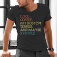 Boston Terrier Dog Owner Coffee Lovers Quote Vintage Retro For Men Women Men's V-Neck T-Shirt, gift for family, gift for coworker
