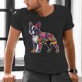 Boston Terrier Floral Dog Lover Vintage Distressed For Men Women Kids Men's V-Neck T-Shirt, gift for family, gift for coworker