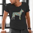 Boston Terrier Flower Silhouette Floral Dog Men Women Girls Kids Men's V-Neck T-Shirt, gift for family, gift for coworker