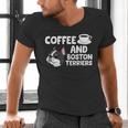Boston Terrier Lover Coffee And Boston Terriers Men's V-Neck T-Shirt, gift for family, gift for coworker