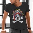 Boston Terrier Pirate T Shirt Jolly Roger Crossbones Skull Men's V-Neck T-Shirt, gift for family, gift for coworker